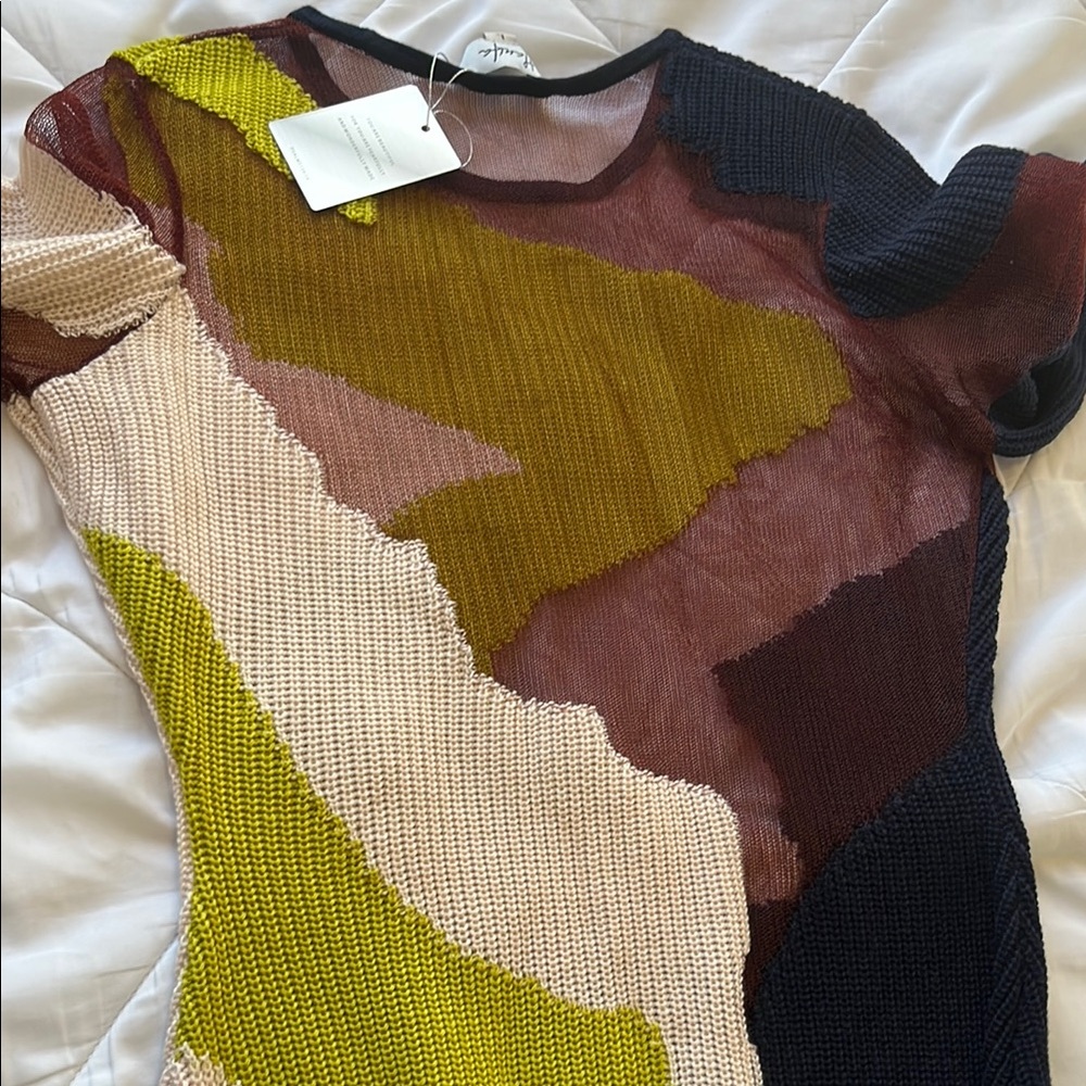 Hanifa Yellow and Blue Long Sleeve Bodycon Dress - Picture 13 of 16